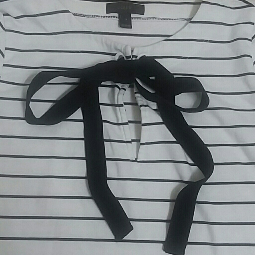 J.Crew striped, long-sleeve top w. velvet bow tie - Picture 7 of 7